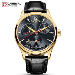 Andere Horloges CARNAVAL Kinetische Energie Dual Time Display Mechanische Mannen Top Luxe Merk Sport Automatische Waterdicht Horloge Reloj 230725