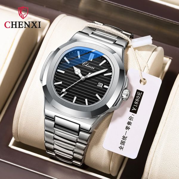 Autres montres CHENXI 8222 Montre-bracelet de luxe en acier inoxydable Quartz étanche lumineux hommes Reloj Hombre 231216