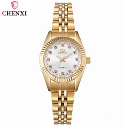 Autres montres CHENXI marque haut de gamme dames montre dorée pour femmes horloge femme robe femme strass Quartz étanche montres 231020