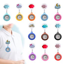 Andere horloges Cloud Clip Pocket Watch met tweedehands voor verpleegkundigen Doctors Nurse Badge Accessories Analog Quartz Hangende Rapel Women Dr Ottdk