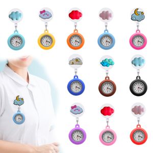 Autres montres Cloud Clip Pocket Watch avec d'occasion pour les infirmières médecins infirmières accessoires de quartz analogique au revers suspendus Dr Ottdk