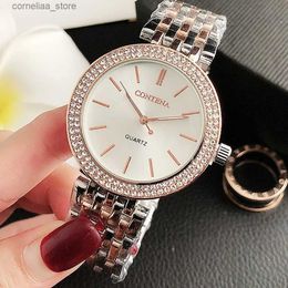 Autres montres Contena Marque De Luxe Femmes 2023 Mode Strass En Acier Inoxydable Quartz Simple et Élégant Femmes Reloj Mujer Y240316