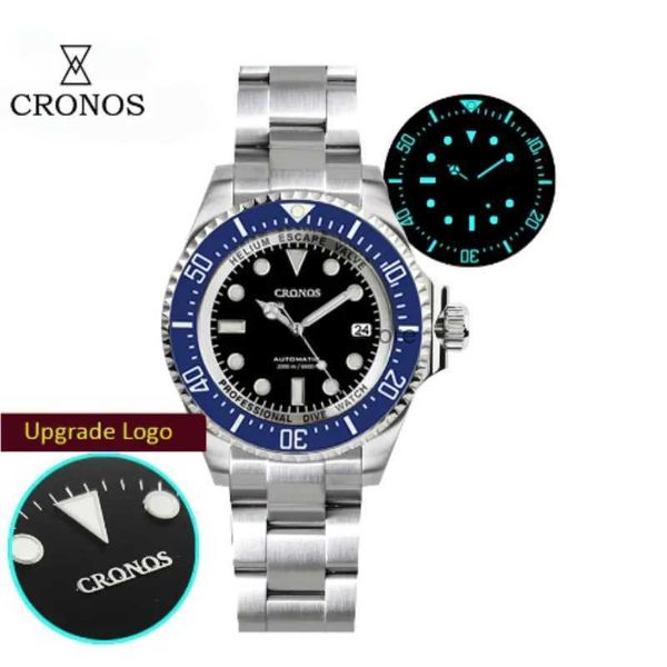 Otros relojes Cronos Automáticos de buceo para hombres de acero inoxidable 2000 metros Resistencia al agua Profesional Diver Watchl2312220