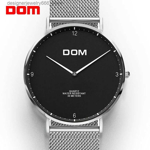 Otros relojes DOM Men Top Luxury Brand Men's es Ultra Thin Acero inoxidable Malla Banda Cuarzo Muñeca Moda Casual M-32D-1MS Q231204