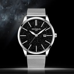 Andere horloges Drop Watch voor heren Modieus Zilver stalen gaasband Quartz horloge Zakelijk Eenvoudig 9 mm Ultradunne ronde kast Klok 2023 231216