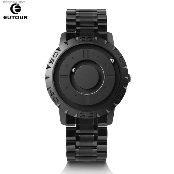 Otros Relojes EUTOUR es Hombres Magnético es 3D PVD One Piece Cuarzo Resistente al agua es Resina/Cuero Correa de acero Esfera negra Q240118