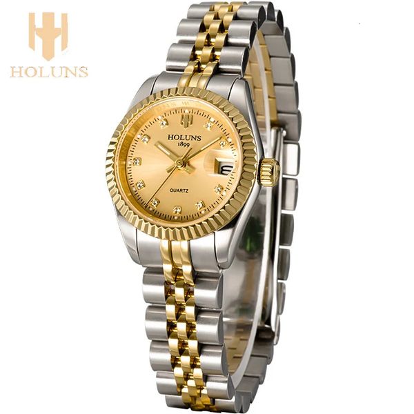 Autres montres Mode Holuns Luxueux Diamant Dames Quartz Robe D'affaires En Acier Inoxydable Montre Étanche Amour Cadeau Pour Les Femmes 231214