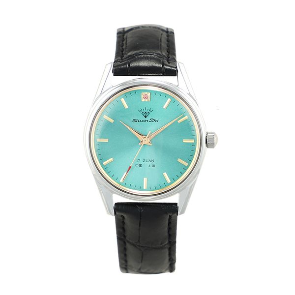 Otros relojes Moda de lujo Shanghai Reloj mecánico Marca de diamantes Esfera verde Correa de cuero de acero inoxidable impermeable para hombre Starking 230804