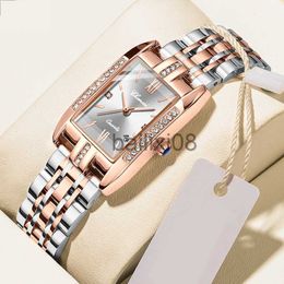 Autres Montres Mode Femme Montre De Luxe Marque En Acier Inoxydable Brelet Creative Unique Rectangle Montre Pour Dames Qualité Montre-Bracelet Élégant J230728