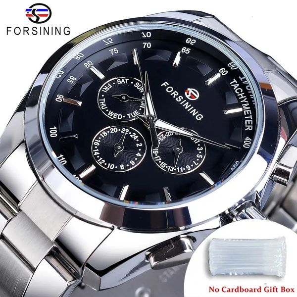 Otros relojes Forsining Business Style Reloj automático Hombres Dial negro Reloj de pulsera mecánico con calendario Luminou Punteros Envío gratis a Brasil 231123