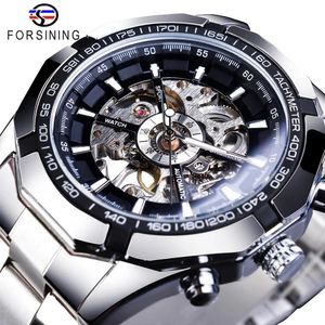 Autres montres Forsining en acier inoxydable étanche hommes montres squelette Top marque de luxe transparent mécanique sport montres hommes 231123