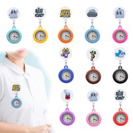 Andere horloges Fox -doos Clip Pocket Watch Pin On met tweedehands Stethoscoop Rapel FOB Badge Broche Hospital Medical Clock Gifts for Nur Otheh