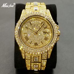 Autres Montres Plein Iced Out Montre Pour Hommes De Luxe Or Hip Hop Diamant Quartz Hommes Montres Étanche Jour Date Horloge Vente Produit 230607