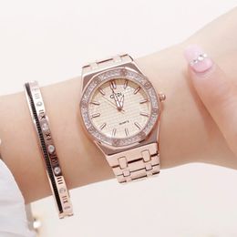 GEDI Merk Dames Luxe Rose Gouden Horloge Mode Diamanten Roestvrij Stalen Band Waterdicht Quartz Gift 231214