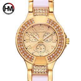 Andere horloges Hannah Martin Luxe gouden horloge Dameshorloges Diamanten armband Dameshorloges Klok kol saati relogio feminino reloj mujer 231118