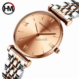 Andere horloges Hannah Martin Whole Rose Gold Pols Watch voor vrouwen Fashion Quartz Horloges luxe klassiek ontwerp vrouwelijke polshorloges waterdicht J230728