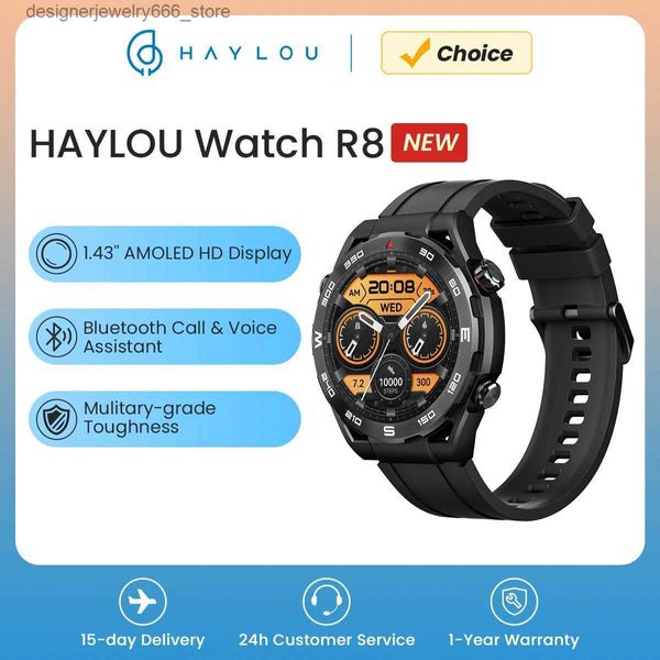 Autres montres HAYLOU R8 Smart 1.43 '' AMOLED Affichage Smart Bluetooth Appel téléphonique Robuste de qualité Mulitary Smart ES pour hommes Q231204
