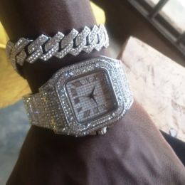 Autres montres Hip Hop Square Men Top Business Marque Iced Out Quartz Roman AAA Montre Horloges de luxe Relgio masculino 231127
