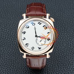 Andere horloges Historiques Amerikaans 1921 82035 Automatisch herenhorloge Roségoud Witte wijzerplaat Nummermarkeringen Bruin leer Clone Topmerk 231123