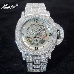 Otros relojes Reloj mecánico hueco Top Luxury Diamond Silver Automático Moda Hip Hop High End Reloj impermeable Drop 230725