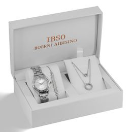 Autres montres Ibso Top Marque Femmes Luxe Gold Watch Collier Set Femme Bijoux Cadeau Mode Creative Crystal Quartz 231025