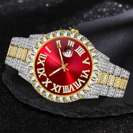 Autres montres Iced Out Montre de luxe Hommes Or Argent Zircone Cubique Montres Hip Hop Plein Diamant Bracelet En Acier Inoxydable Quartz Montre Pour Hommes 231123