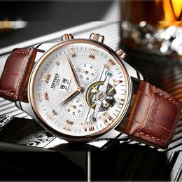 Andere horloges KINYUED Heren luxe originele merkhorloges Heren Skeleton Mechanisch Automatisch analoog horloge voor heren Waterdichte armband 230621