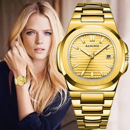 Autres montres LIGE Fashion Gold Watch Femmes Dames Creative Acier Bracelet Femme Femme Étanche Horloge Relogio Feminino 231207