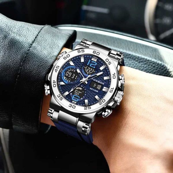 Otros relojes Lige Luxury LCD Display Mens Watch Luminous Sports Mens Watch Water Waterproople Military Quartz Mens Watch Relio Masculino 2024L240403