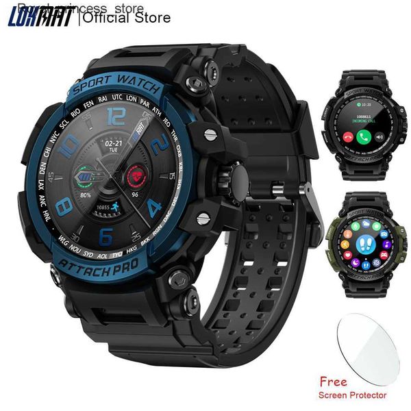 Otros relojes LOKMATs New Attack Pro Deportes Inteligente Bluetooth Llamada 5ATM Impermeable Fitness Tracker Monitor de ritmo cardíaco Q240301