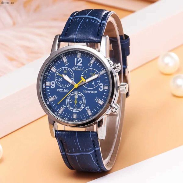 Autres montres Low Price Hot Sells Classic Mens Watch Mens Sports Watch Blue Dial Leather Strap Quartz Watch Mens Watch Reloj Hombrel240403