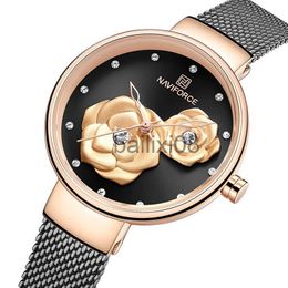 Otros relojes Marca de lujo NAVIFORCE Reloj para mujer Moda creativa 3D Rose Mujeres Relojes de pulsera de negocios Reloj impermeable Relogio Feminino 2019 J230728