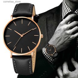 Otros relojes de lujo para hombre 2023 nueva moda cuero simple oro plata dial hombres es casual reloj de cuarzo Relogio Erkek Kol Saati Y240316