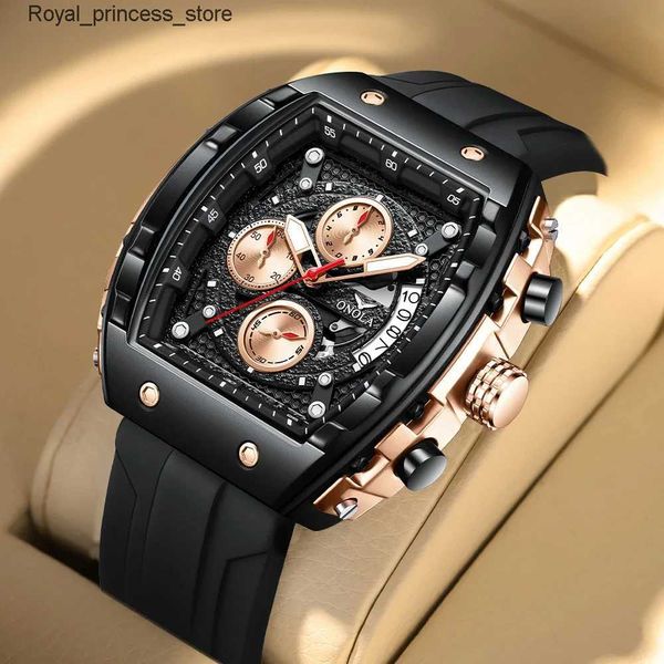 Autres montres Marque de mode de luxe pour hommes ONOLA multifonctionnel étanche à quartz pour hommes horloge à bande silencieuse Q240301