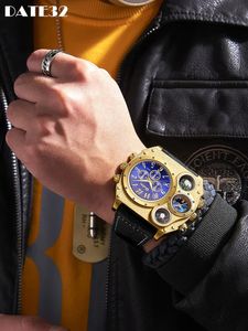 Autres montres Montres de sport de luxe pour hommes Hip Hop homme plusieurs fuseaux horaires multifonctions grand cadran montre-bracelet mâle boussole décorer horloge à quartz 230928