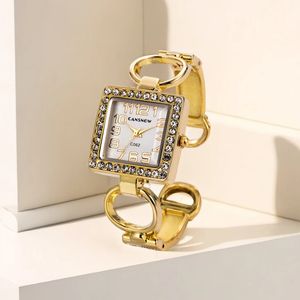 Autres montres Montre de luxe pour femmes cadran carré strass en acier inoxydable or dame mode montre-bracelet horloge décontractée cadeau Zegarek Damski 231026