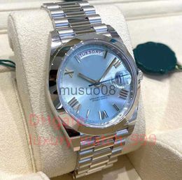 Autres Montres Montre-Bracelet de Luxe Automatique Homme Platine Bleu Glacé Day-Date 2023 Montre 40mm 228206 Mouvement mécanique entièrement automatique 3235 J230606