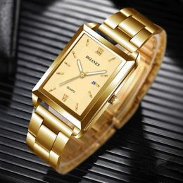 Autres montres Mens Business Watch Rectangular en acier inoxydable Quartz Watch Mens Casual Leather montre Reggio Mensl240403