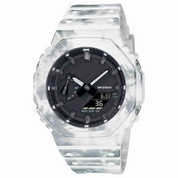 Andere horloges Digitaal quartz sporthorloge voor heren Iced Out Watch waterdichte wereldtijd LED automatische heflamp Eiken serie ultradunne afneembare montage J230609