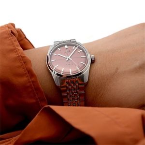 Autres Montres Merkur Montre Vintage Remontage Manuel Mécanique pour Hommes Rose Cadran Rouge Robe Décontractée Reloj Hombre 230725