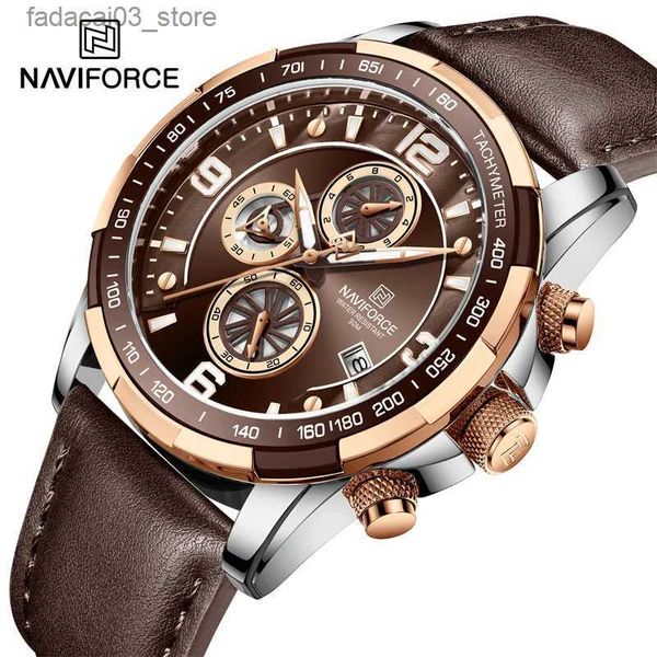 Autres montres NAVIFORCE Mains lumineuses Hommes es Top Marque Hommes Étanche Sport Poignet Hommes De Luxe Chronographe Quartz Mâle Horloge Q240118