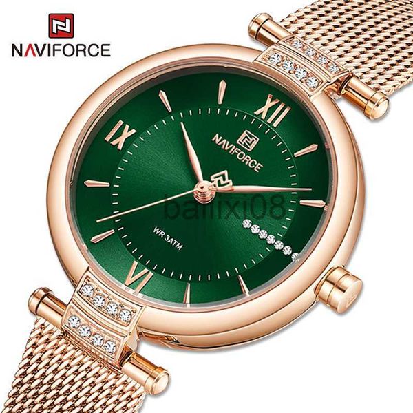 Autres Montres NAVIFORCE Marque De Luxe Diamant Montres Pour Femmes Mode Échelle Romaine Dame Quartz Montre-Bracelet Étanche En Acier Bande Fille Brelet J230728