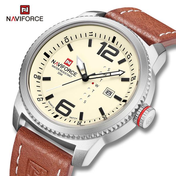 NAVIFORCE Homme Casual Sport Affichage du jour et de la date Montre-bracelet à quartz Grand cadran Horloge avec aiguilles lumineuses Relogio Masculino 230729