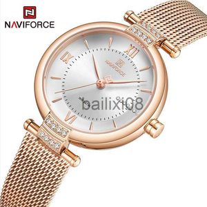 Autres Montres NAVIFORCE Femmes Montres De Luxe De Mode Diamant Dames Montres-Bracelets En Acier Inoxydable Bracelet En Maille Femme Montre À Quartz Fille Relogio J230728