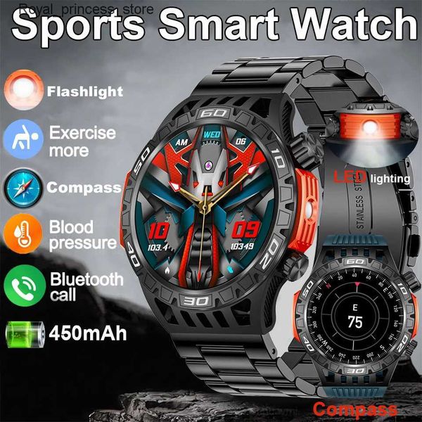 Otros relojes Nueva linterna LED inteligente para hombre Ftiness es IP68 a prueba de agua 1.43 pulgadas AMOLED BT llamada 450mAh Batería Maggie inteligente 2024 Q240301