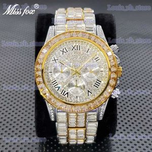 Otros relojes Nuevo lujo es para hombres Pulsera de acero de gama alta Cristal cuadrado Cuarzo Hip Hop Cronógrafo Reloj de hombre impermeable Venta caliente T240329