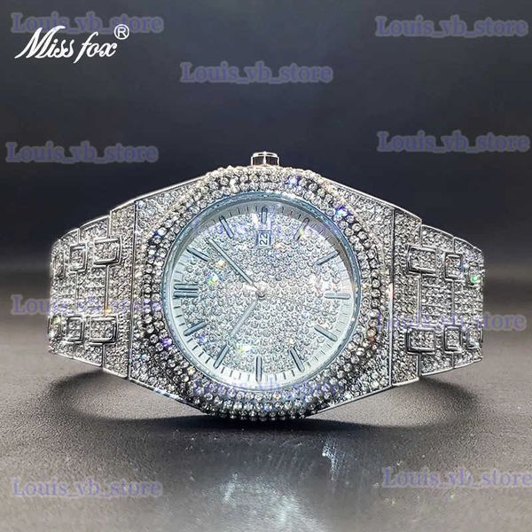 Otros relojes Nuevo lujo para hombre Estilo clásico Cuarzo es para hombre Iced Out Hip Hop Cuban Zircon Reloj de mano con calendario Dropshipping T240329