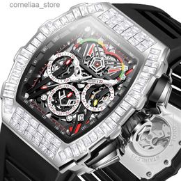 Andere horloges Nieuwe luxe heren ONOLA Unieke mode Diamant ingelegd ontwerp Automatische mechanische waterdichte tape Heren Y240316