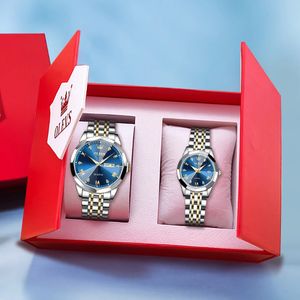 Autres montres OLEVS Couple Rhombus Miroir Luxe Original Quartz Hommes et Femmes Montre-Bracelet Étanche Lumineux Date Semaine Son Son 231020