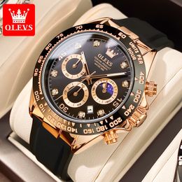 Autres montres OLEVS Luxe Mens Quartz Montre Silicone Sport Date Chronographe Étanche Lumineux Multifonction 230602